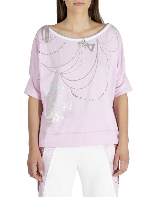 T-SHIRT CHAINETTE STRASS Elisa Cavaletti EJP235058603